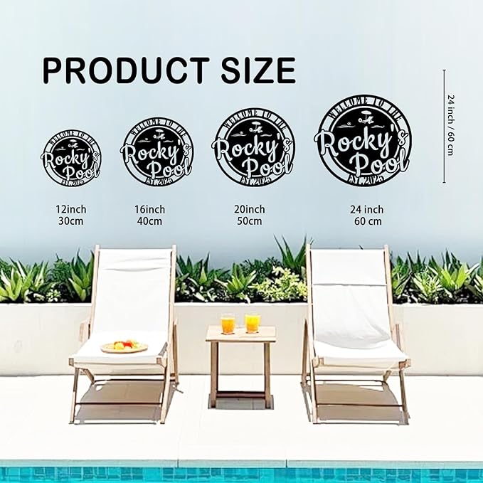 Custom Metal Pool Signs Outdoor - Personalized Funny Pool Rules, Rustic Wall Art for Pool Deck Decor, Outdoor Bar & Backyard Oasis Gift - MADE IN USA
