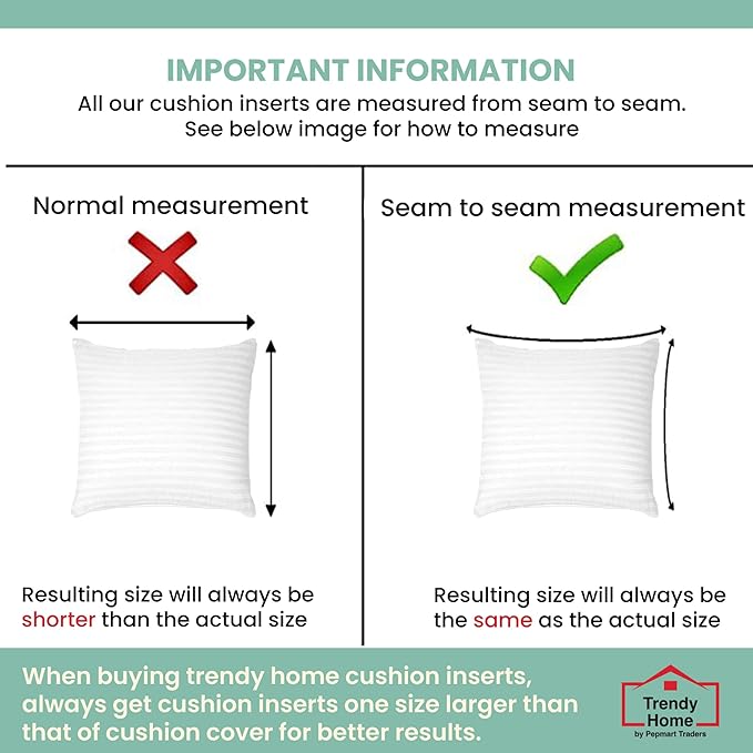 Trendy Home 18x18 Throw Pillow Insert (Set of 2, White) Bed and Couch Pillows Stuffer Hypoallergenic, Decorative Home Indoor Outdoor Sofa Pillow Filler (Machine Wash, 2 Pack)