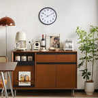 LEIKE Metal Wall Clock 12IN Black, Retro Silent Quartz Battery Operated, Decorative for Patio, Kitchen, Living Room, Bedroom, Pool