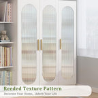 Beautyhero Window Privacy Film, Frosted Reeded Glass Cling, 3D Decorative Coverings with UV Blocking, Adhesive Stickers for Bathroom Doors Cabinet