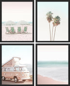 SIGNWIN Framed Collage Print Gallery Set 1980s Retro Miami Wall Art, Set of 4 Beach Landscape Wall Decor Prints, Nature Wilderness Wall Décor for Living Room, Bedroom - 11"x14" Black