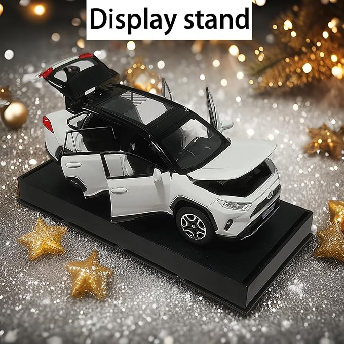 Model Car Compatible 1/32 RAV4 Toy Car Alloy Diecast Collectible Model with Light and Sound Toy Vehicle for Boys Kids Toddler Gift White Car