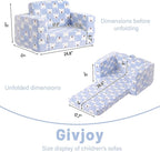 Toddler Chair Kids Couch, 2-in-1 Comfy Armchair with Removable and Washable Cover Carrying Handle, Convertible Reading Chair Toddler Couch for Girls and Boys