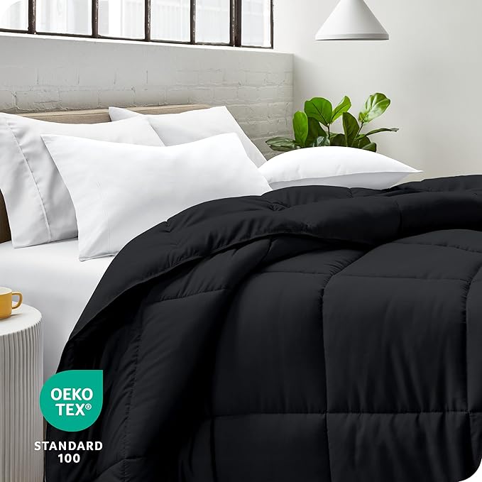 Bare Home Duvet Insert Comforter - Full Size - Goose Down Alternative - Ultra-Soft - Premium 1800 Series - All Season Warmth - Bedding Comforter (Full, Black)