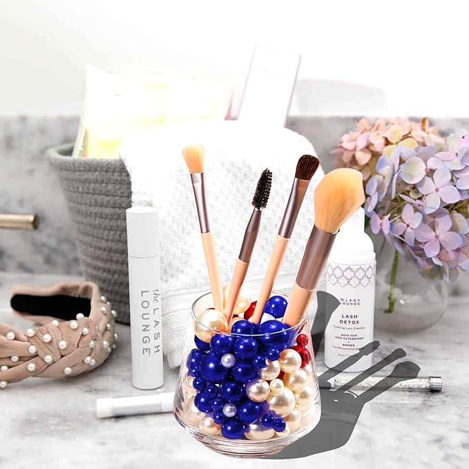 Blue Red Vase Filler | 150PCS Pearls Bead for Centerpieces Vases | 8/14/20 mm No Hole Beads, Fake Pearls for Birthday, Wedding, Christmas, Anniversary Theme Party Table Centerpieces Decor