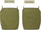 100% Pure Linen Dual Hanging Laundry Bag with 2 Deep Pocket and 2 Side Zipper 20x27in, Over The Door Laundry Hamper Space Saving Hampers for Dirty Clothes Home Travel, Green