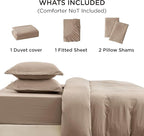Bedsure Duvet Cover King Size with Fitted Sheet - 4 Pieces Prewashed Cotton-Like Extra Soft Bedding Set, Includes 1 Duvet Cover 104x90 Inches, 2 Pillow Shams, 1 Fitted Sheet, Deep Beige