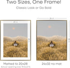 Homeforia 24x32 Picture Frame Bronze, High End Metal 24 x 32 Large Poster Frames with Mat 20 by 28 Photo, 24x32 Brass Frame Matted to 20x28 Print, 32x24 Thin Frames, Tempered Glass, Wall Kit, Set of 1