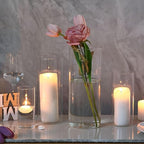 PHOSPHOR 16 PCS Glass Candle Holder, Hurricane Candle Hoder, Glass Pillar Candle Holder, Clear Cylinder Candleholder Cylinder Vase for Centerpieces Wedding Party Decoration