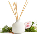 BLUEME Romance-Oakmoss & Sandalwood, 16.91 Fl Oz Wellness Diffuser, Contains Essential Oil, Sustainable, Hand Finished, Premium, Luxury Ceramic, Natural Rattan Reeds
