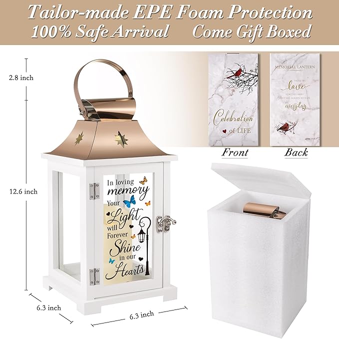 Memorial Lantern, Sympathy Gifts for Loss of Mom/Dad/Loved One, Bereavement Gifts, in Memory of Loved One Lantern,Celebration of Life, Memorial Gifts, Funeral Lantern, in Loving Memory Your Light ...