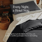 Brooklinen Luxury Percale Duvet Cover – 100% Cotton, Cool, Crisp, Extra-Long Corner Ties, Button Closure, Soft & Breathable – Machine Washable, Duvet Cover King/California King Bed Sizes (Slate)