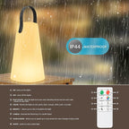 Portable Outdoor Table Lamp, Cordless Rechargeable Outdoor Table Lanterns RGB LED Lights with Remote, IP44 Water-Resistant Battery Operated Hanging Lamp for Patio Garden Camping Dining Room