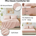 CozyLux King Size Comforter Set Blush Pink - 7 Pieces Bed in a Bag King, Luxury Soft Bed Set for All Seasons, Bedding Set with Down Alternative Comforter, Sheets, Pillowcases & Shams