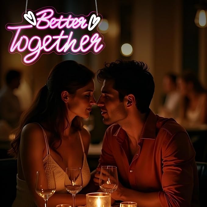 Neon Sign, HSJNJKFU Better Together Neon Signs for Wall Decor Pink Light Led Sign for Room Home Party Birthday Wedding Bar Signs - USB Powered