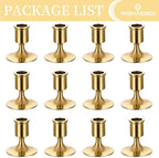 Romadedi Gold Candlestick Candle Holders for Taper, 12 PCS Gold Brass Color Candle Stick Candle Holder for Table Centerpiece, Wedding Reception, Festive Christmas Mantel Decoration or Home Decor