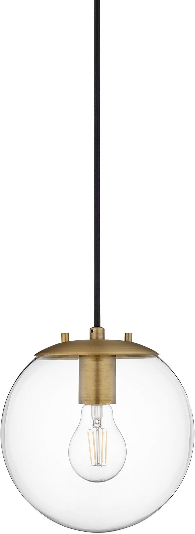 Linea di Liara Sferra Modern Large Glass Pendant Light Kitchen Island Brass Pendant Lighting Clear Glass Globe Pendant Light Mid Century Hanging Light Fixture, LED Bulb Included, UL Listed