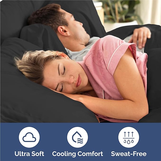 King Sheets Set 6 Piece - Includes 4 Pillowcases - Bed Sheets King Size - Soft Hotel Luxury Bedding - Cooling, Comfy, Fade Free & Breathable - 1 Flat & 1 Fitted & 4 Pillowcases w/ Deep Pockets - Black