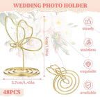 48 Pcs Gold Butterfly Photo Holders Table Number Photo Clips Holder Butterfly Decoration Name Place Card Stand for Centerpieces Wedding Reception, Party, Birthday