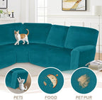 Arfntevss Sectional Recliner Couch Covers Velvet Corner Sectional Sofa Cover for Reclining Couch Stretch Soft L Shape Recliner Slipcover Thick U Shaped Washable Protector (5 Seat Cover, Teal Blue)