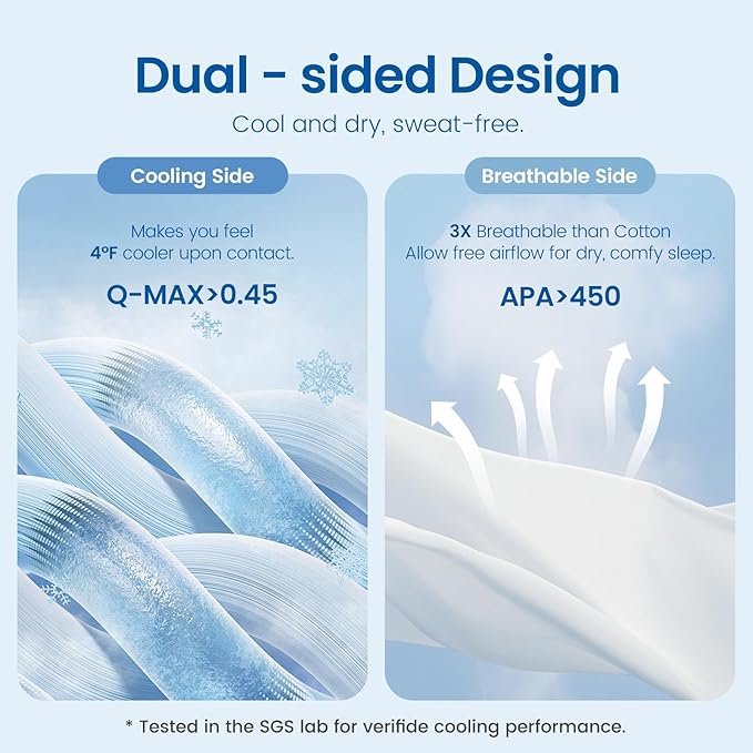 Cozy Bliss Cooling Comforter Twin Size Dual-Sided, Ultra-Soft Cooling Blankets for Hot Sleepers and Night Sweats, Breathable Lightweight Silky Smooth, Cool Blue