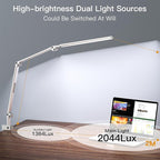 VERSKI LED Desk Lamp With Dual Light Source, Eye-Caring Optical Lens, 5 Color Modes & Brightness, 18W Brightest, Swing Arm Office Lamp, Clamp Lamp for Home Office, Work and Task