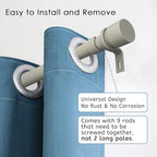 Curtain Rods for Windows 16 to 144 Inches Adjustable Length 1 Inch Diameter Window Curtain Rod with Aluminium End Cap, Brushed Nickel