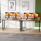 PayLessHere | 47 Inch Computer Desk | Brown | Office Desk with Metal Frame, Adjustable Feet | Water-Resistant, Scratchproof Surface | Sturdy Writing Table for Home Office or Study | Pack of 2