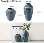 Blue Ceramic Vase for Home Decor,7.8 Inch Flower Vases，Decorative Vase for Pampas Grass，Modern Art Texture Vases for Home Entryway Living Room Dining Table Farmhouse Office Decor- Blue