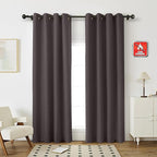 Fcosie 150 Inches Extra Wide Flame Retardant Fire Resistant Fireproof Drapes with Antique Bronze Grommets - 150" W by 102" L - Chocolate - 2 Panels - Grommet Insulated Room Darkening Privacy Curtains