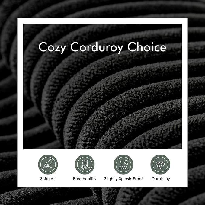 Boneless Cloud Couch Sofa for Living Room, 112" 3 Seater Black Modern Lounge Sleeper Couch, No Assemble, Cordury Compression Upholstered Couches