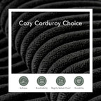 Boneless Sectional Cloud Couch Sofa Bed for Living Room, 112" Modular Modern Lounge 3 Seater Sleeper Black Couches with Chaise, No Assemble, Cordury Compression Upholstered Sofas