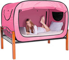 Bed Tent Twin Bed Canopy Portable Dream Tent for Adult Indoor Sleeping Tents with 2 Doors Breathable Private Space Tents, Pink