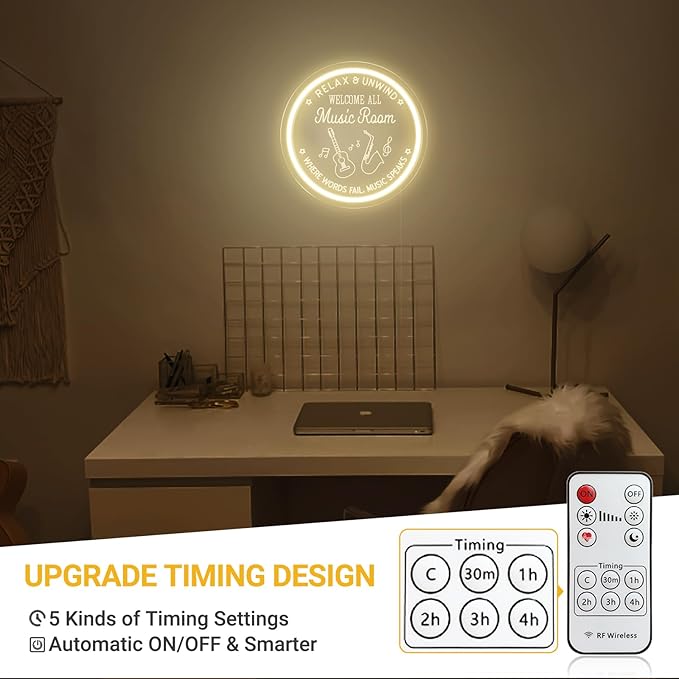 Live Music Neon Sign for Music Studio, Guitar LED Light Up Signs for Wall Decor, 3D Art Dimmable Neon Light USB for Bedroom Game Room Man Cave Party Aesthetics Decor, 12x12 Inch