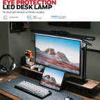 Honeywell LED Desk Lamp with Base - HJ1BK Sunturalux Eye-Caring Architect Desk Lamp for Home Office, 1200LM Computer Desk Light 4 Color Modes Stepless Dimming Task Desk Light with Timer Function Black