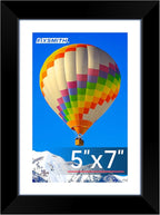 FIXSMITH 5x7 Picture Frame, Black Photo Frame with HD Plexiglass, Display Pictures 4x6 with Mat or 5x7 Without Mat Multi Picture Frames Collage for Tabletop or Wall Display, 1 Pack