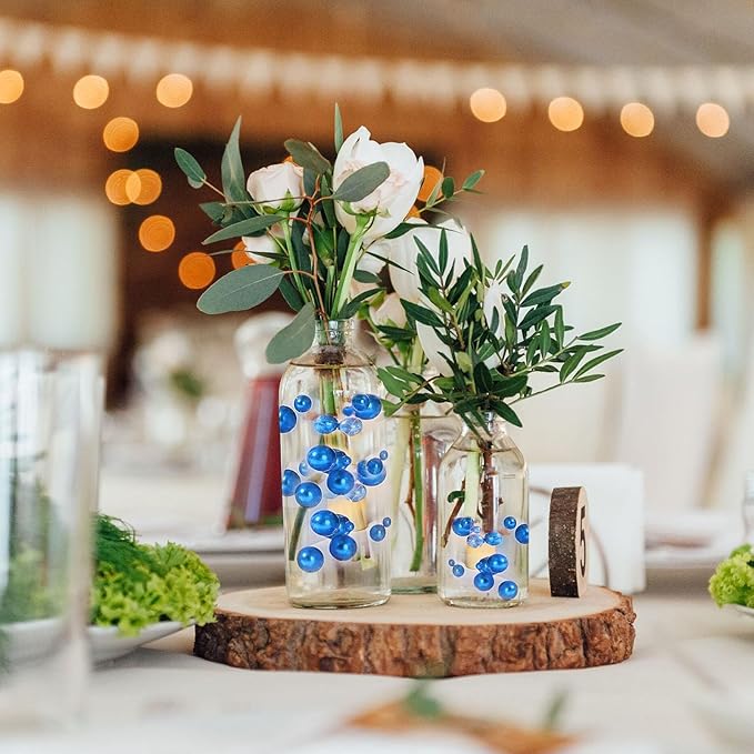 Blue Vase Filler | 150PCS Pearls Bead for Centerpieces Vases | 8/14/20 mm No Hole Beads, Fake Pearls for Wedding Birthday Theme Party Table Centerpieces Decor