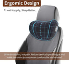 SPRFUFLY 2 Pack Car Headrest Pillow, Extra Soft Car Pillow, 100% Memory Foam Car Neck Pillow for Driving - Universal Fit Travel Car Rest Pillow for Pain Relief While Driving(Comes with 2 Eye Masks)