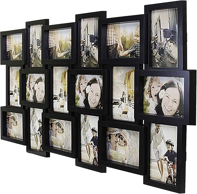 Jerry & Maggie 4X6 Collage Picture Frames for Wall Decor, 18 Opening Collage Wall Hanging for 6x4 Photo, Multi Picture Frame Set with One-piece Design Black