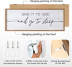 Give It to God and Go to Sleep Decorative Rustic Sign & Plaque Framed Wall Art for Couples, 40''×15'' Vintage Cottagecore Wooden Horizontal Wall Decor Above Bed, Farmhouse Wedding Gift for Bedroom