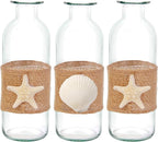 Shell Vase Set of 3 Coastal Vase,Small Starfish Seashell Flower Glass Vases Handcrafted for Beachy Decor,Beach Wedding/Party Beach Home Decor (Clear)