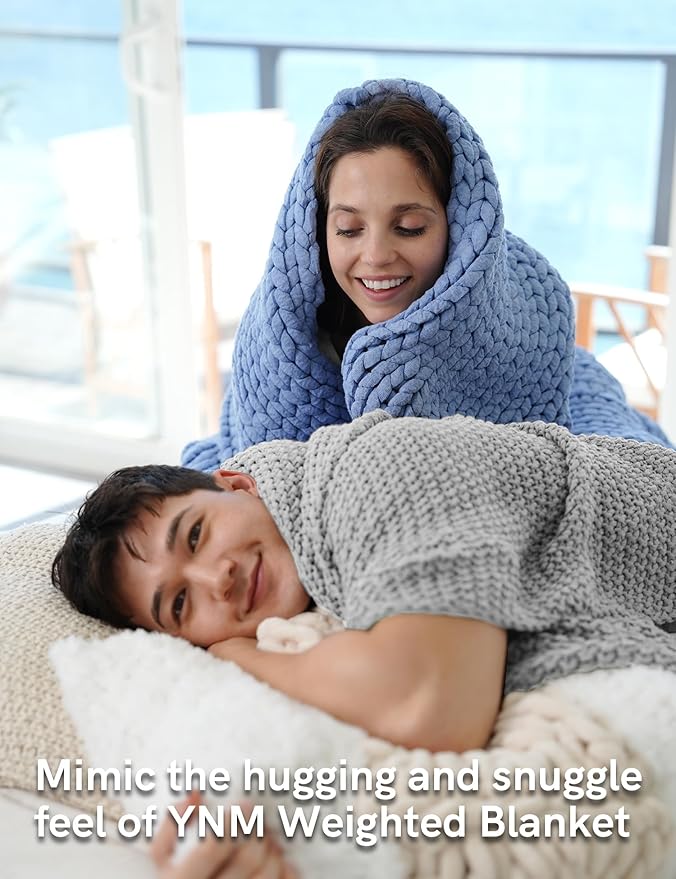 YnM Chunky Cotton Knit Throw Blanket, Cable Knit Throws for Bed Couch Sofa, Comfy & Relaxing, Decorative Piece for Farmhouse Modern Boho Rustic Scandinavian Chic Vibe, Quarry Grey 80x87 Inches