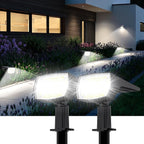 Fabrito 72 LEDs Solar Spot Lights Outdoor Waterproof, 3 Modes Landscape Spotlights, Dusk to Dawn Solar Powered Flood Wall Lights for Outside, Solar Garden Lights for Yard Porch 2 Pack (Warm White)