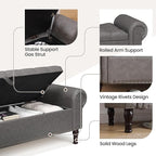 YOUDENOVAn 60”Bench with Storage, Upholstered Tufted Button Window Bench with Plenty Hidden Storage Space,Faux Leather Ottoman Bench for Bedroom, Living Room, Entryway，Grey