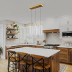 Kitchen Island Lighting Modern Light Fixture Gold Pendant Light Dimmable LED Gold Brass Finish Mini Crystal Pendant Lights for Dining Room Living Room（3-Light）