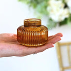 Kate Aspen Amber Taper Candle Holders for Candlesticks Set of 4 - Fluted Candlestick Holders for Fall Decor, Home Decor, Votive Candle Holder Decor, Tea Light Holder, Centerpiece Table Decorations