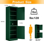 Tall Narrow Storage Cabinet 66.93" H Tall Bathroom Cabinet Metal Pantry Cabinets, 4 Adjustable Shelves for Kitchen, Home Office, Living Room, Dinning Room (20 inches Wide Green)