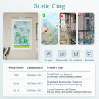 Haton Window Privacy Film, Decorative Stained Glass Window Clings, 3D UV Sun Blocking Sticker, Removable Static Cling Heat Control Tint for Home Door, Leaf Rainbow, 35.4" x 78.7" Non-Adhesive