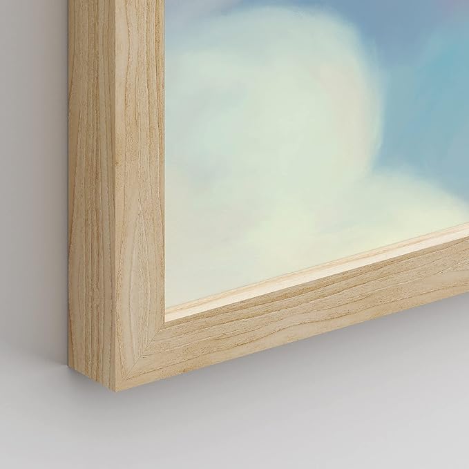 SIGNWIN Framed White Pastel Watercolor Rainbow Sky Clouds Wall Art, Set of 4 Abstract Geometric Wall Decor Prints, Nature Wilderness Wall D¨¦cor for Living Room, Bedroom - 12"x16" Natural