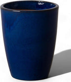 Emissary Bullet 9.5 in. Blue Ceramic Round Planter (9.5 in. L x 9.5 in. W x 12 in. H) with Drainage Hole